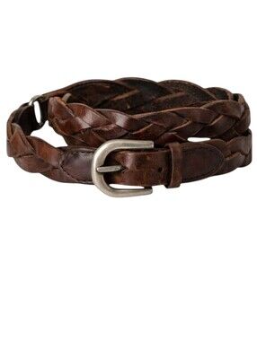 𝅺Hollister California Brown Genuine Leather Braided Belt XS/S